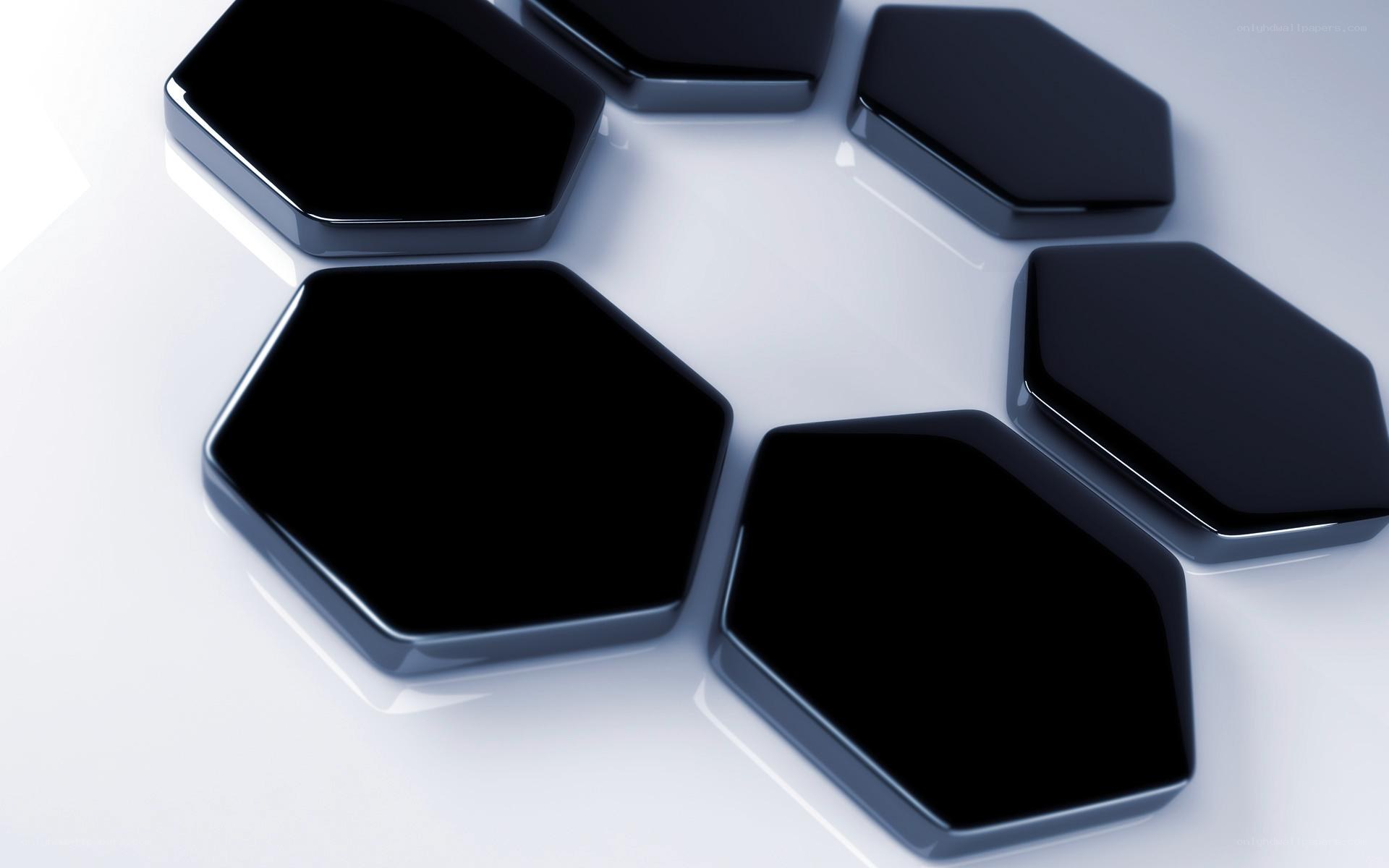 black hexagons on white surface