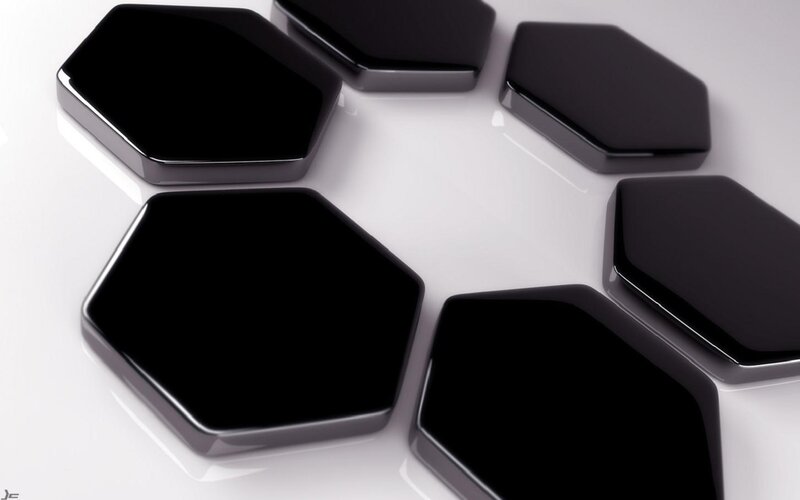 black hexagons on white surface