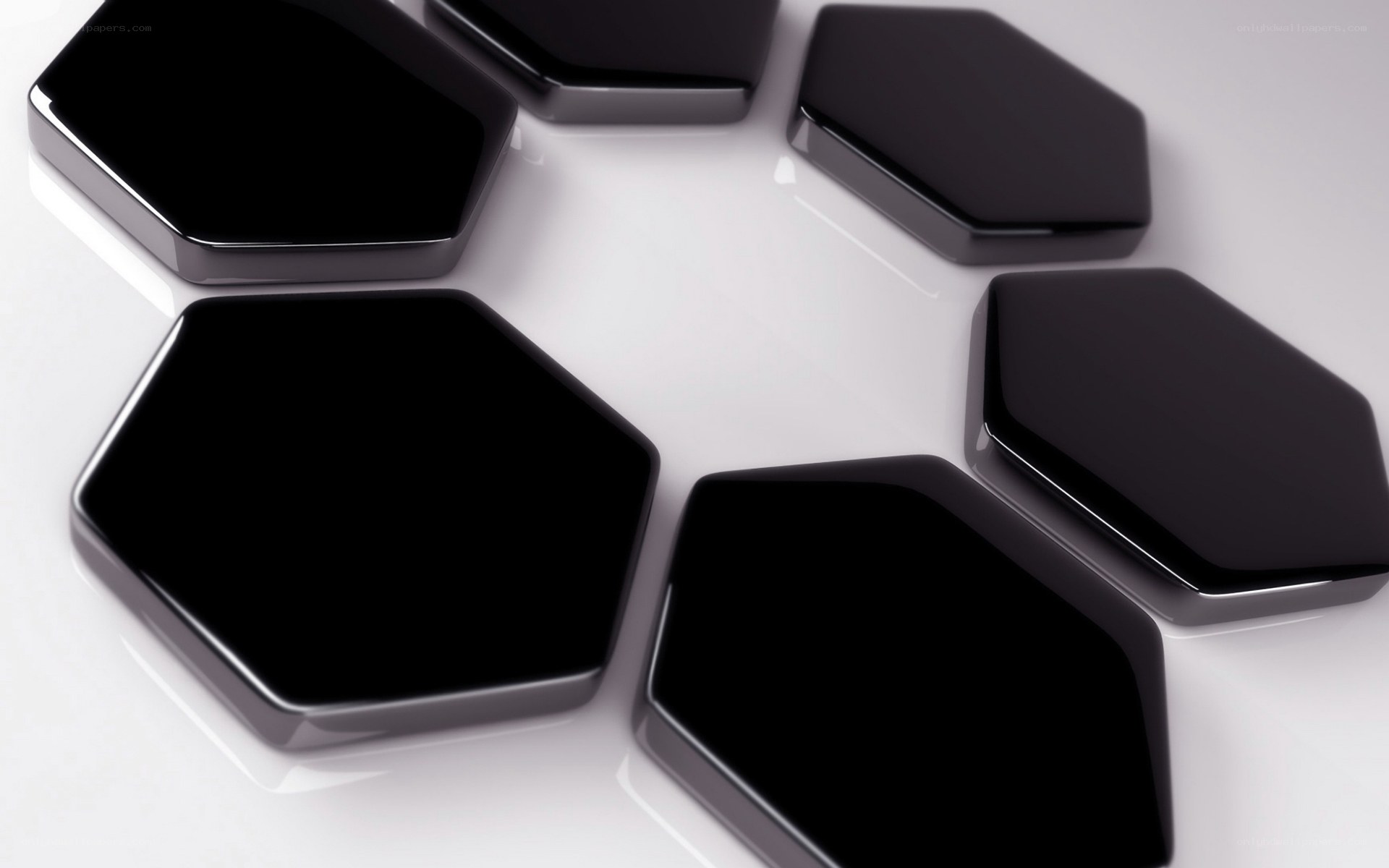 black hexagons on white surface