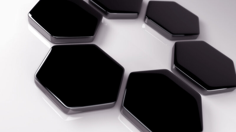 Black Hexagons on White