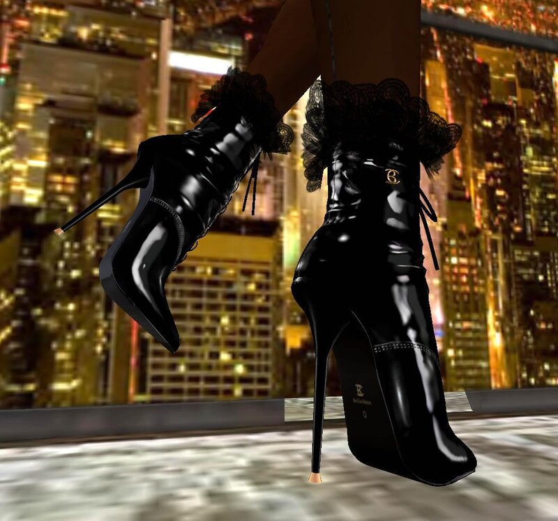 black high-heeled boots