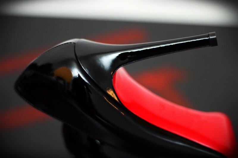 Black High-heeled Shoe — Dramatic, Photograph, Red Sole