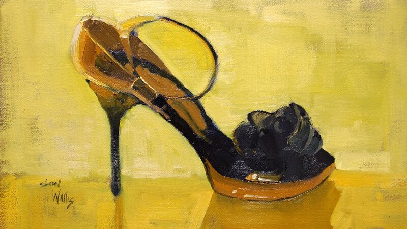 Black High-heeled Shoe — Yellow