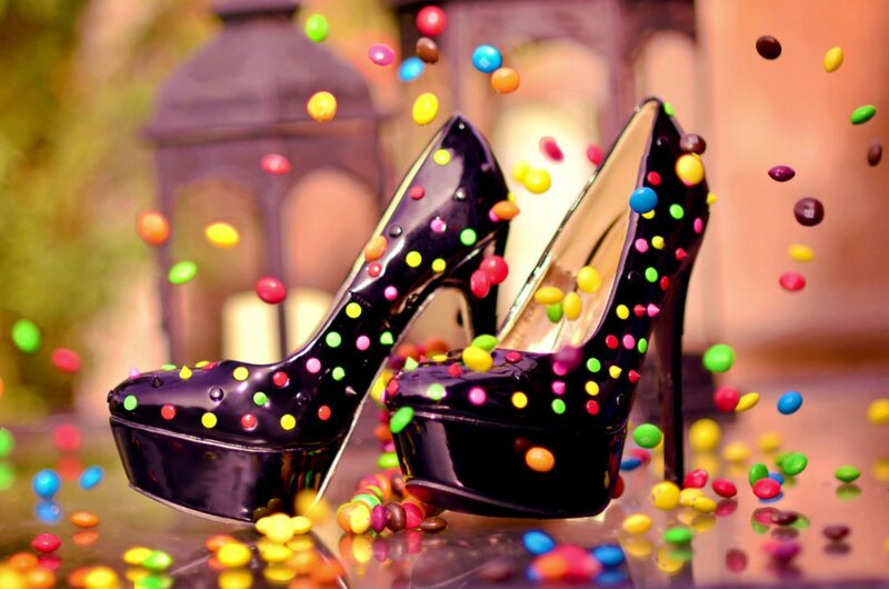 Black High Heels with Candies