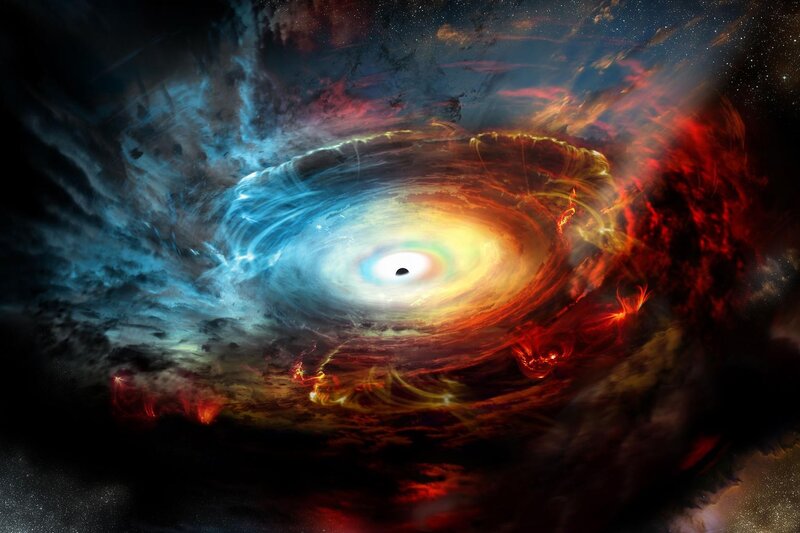 Black Hole Accretion Disk — Blue, Dramatic, Digital Art, Nebula