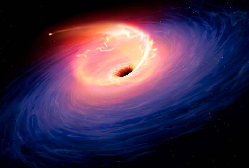 Black Hole Accretion Disk — Blue, Dramatic, Night, Digital Art, Spiral