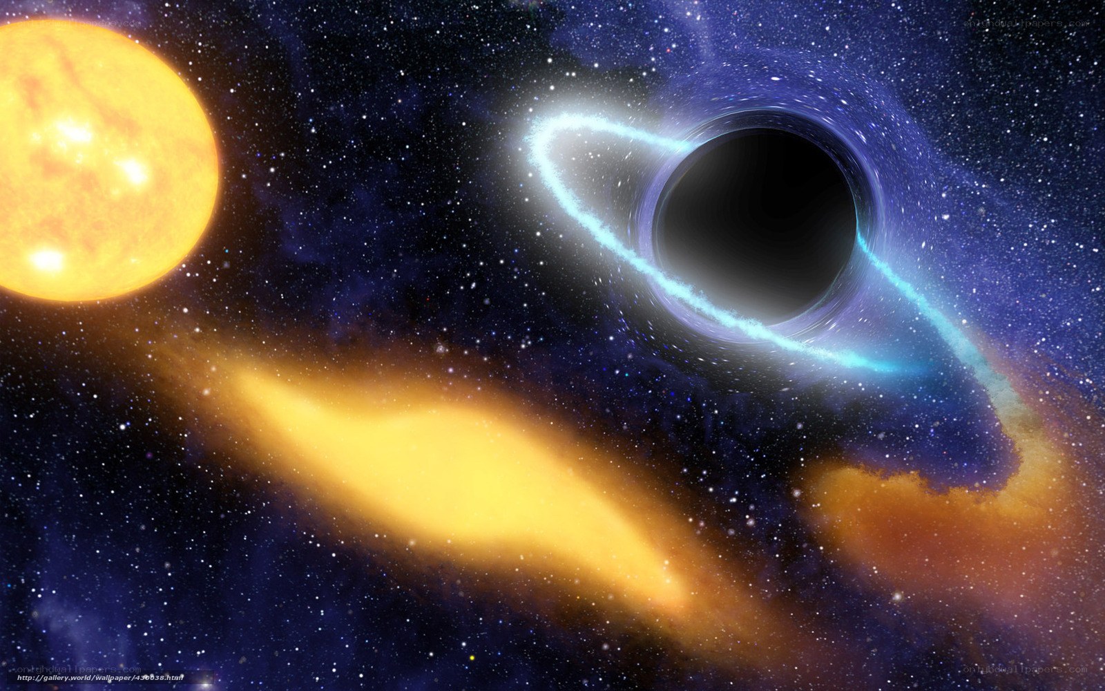 Black hole and star in space