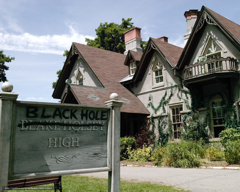 Black Hole High sign in front of a house