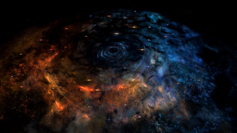 Black Hole in Nebula — Blue, Dramatic