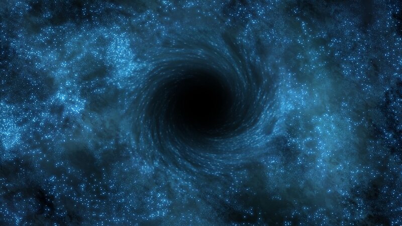 Black Hole in Space — Blue, Cosmic, Digital Art