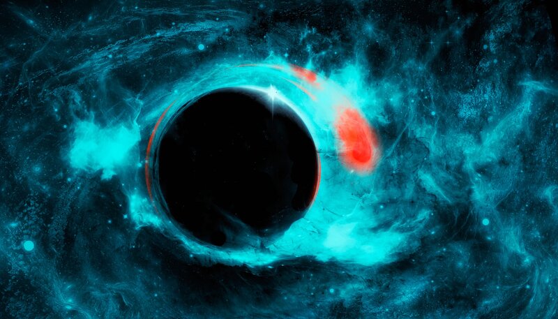 Black Hole in Space — Blue, Dramatic, Digital Art, Nebula
