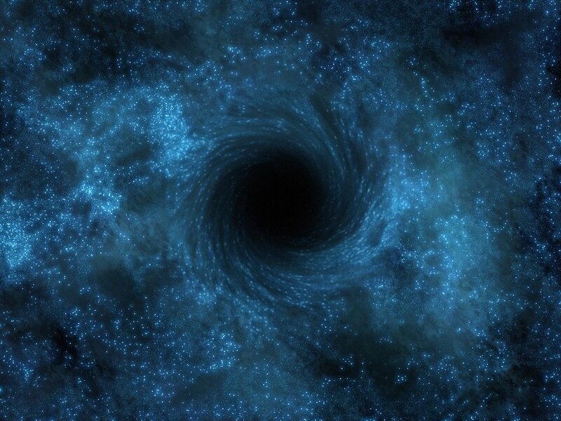 Black Hole in Space — Blue, Dramatic, Digital Art, Stars