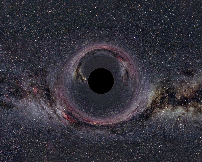 Black Hole in Space — Dramatic, Night, Digital Art, Stars, Galaxy, Accretion Disk, Purple