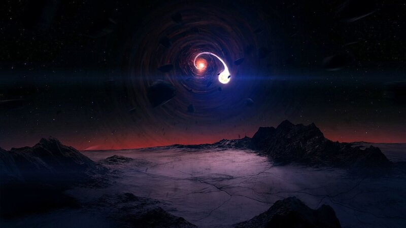 Black Hole in Space — Purple, Dramatic, Night, Digital Art, Stars