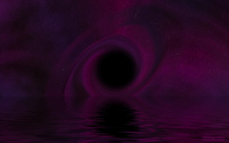 Black Hole in Space — Purple, Dramatic, Night, Digital Art