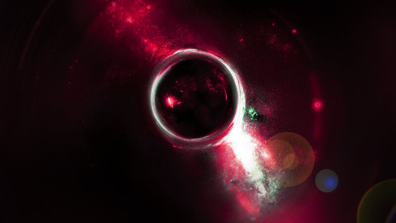 Black Hole in Space — Red, Dramatic, Digital Art