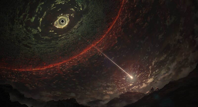 Black Hole in Space — Red, Dramatic