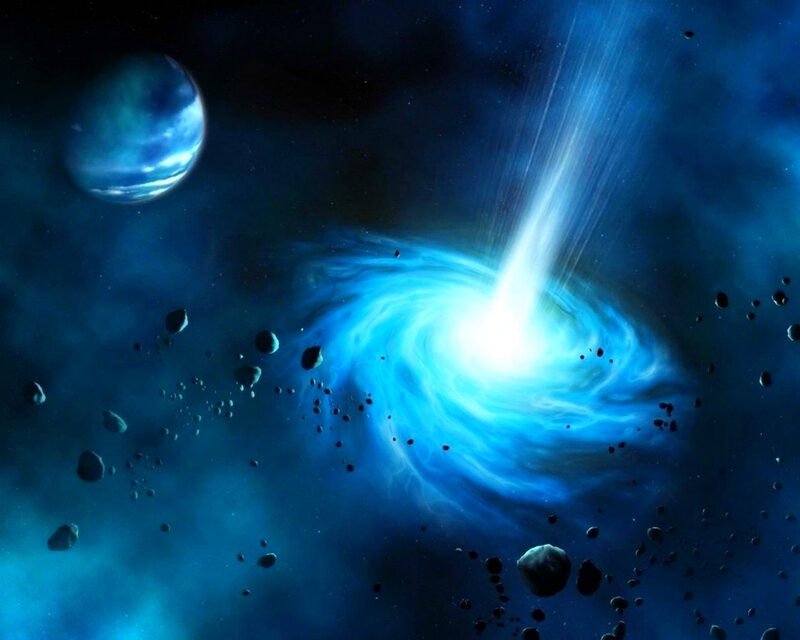 Black Hole with Accretion Disk — Blue, Dramatic, Digital Art