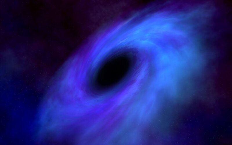 Black Hole with Accretion Disk — Blue, Dramatic, Night, Digital Art, Space