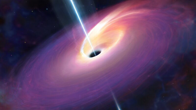 Black Hole with Accretion Disk — Purple, Dramatic, Night, Digital Art, Accretion Disk