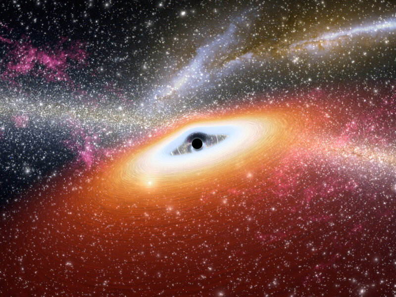 Black Hole with Accretion Disk — Red, Dramatic, Digital Art