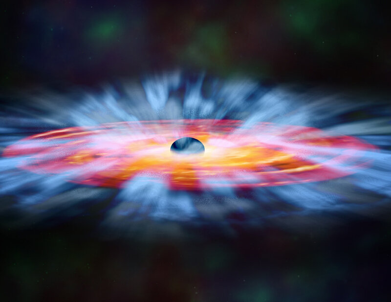 Black Hole with Accretion Disk — Red, Dramatic