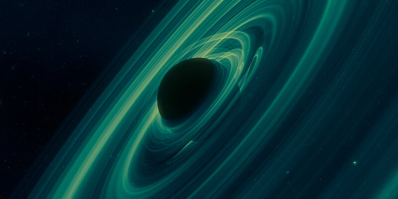 Black Hole with Accretion Disk — Teal, Dramatic