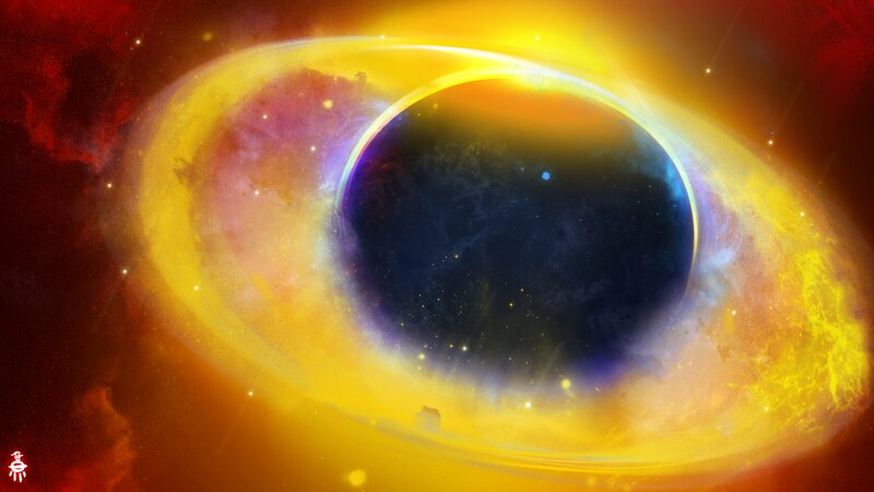 Black Hole with Accretion Disk — Yellow