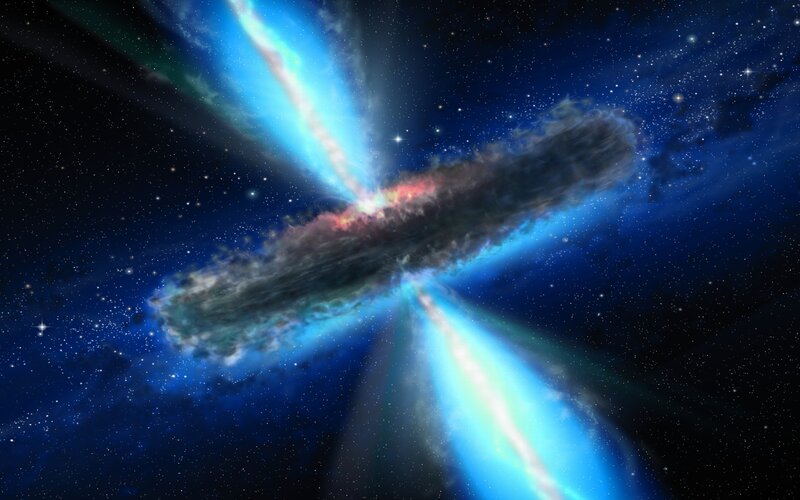 Black Hole with Jets — Blue