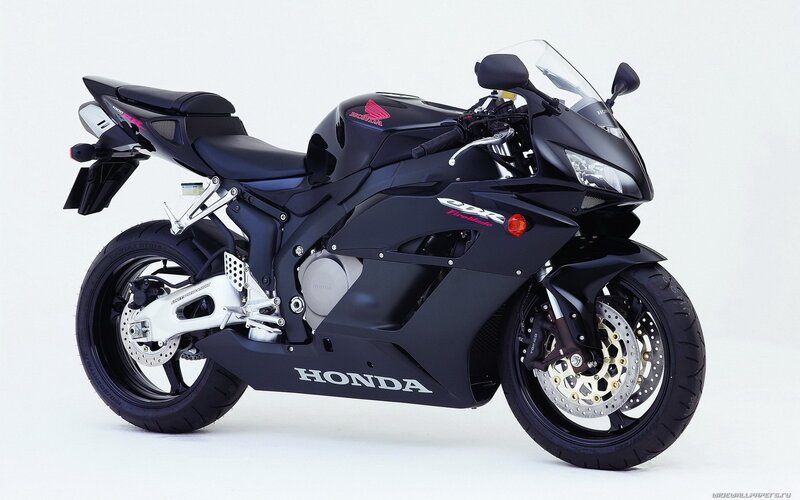 Black Honda CBR Motorcycle — Neutral, Photograph, Windshield, Seat, White