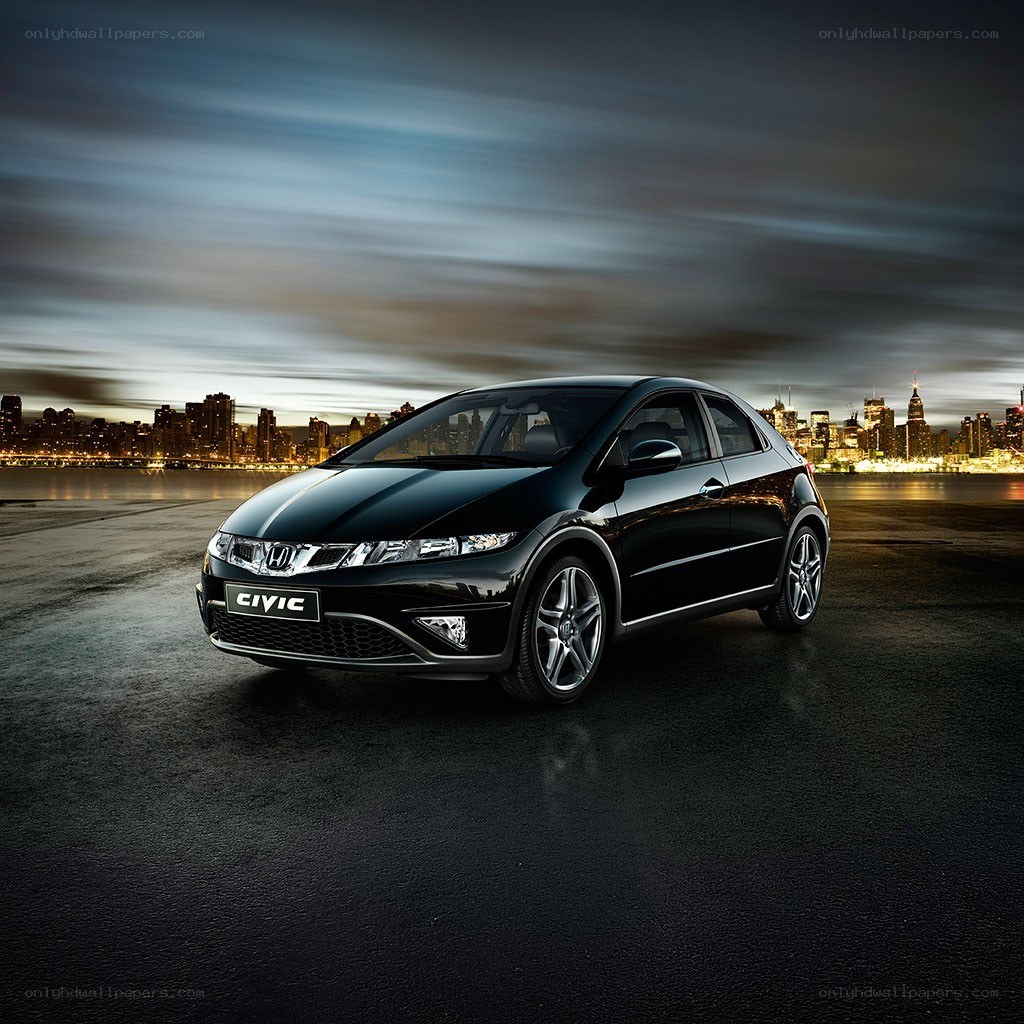 Black Honda Civic at night