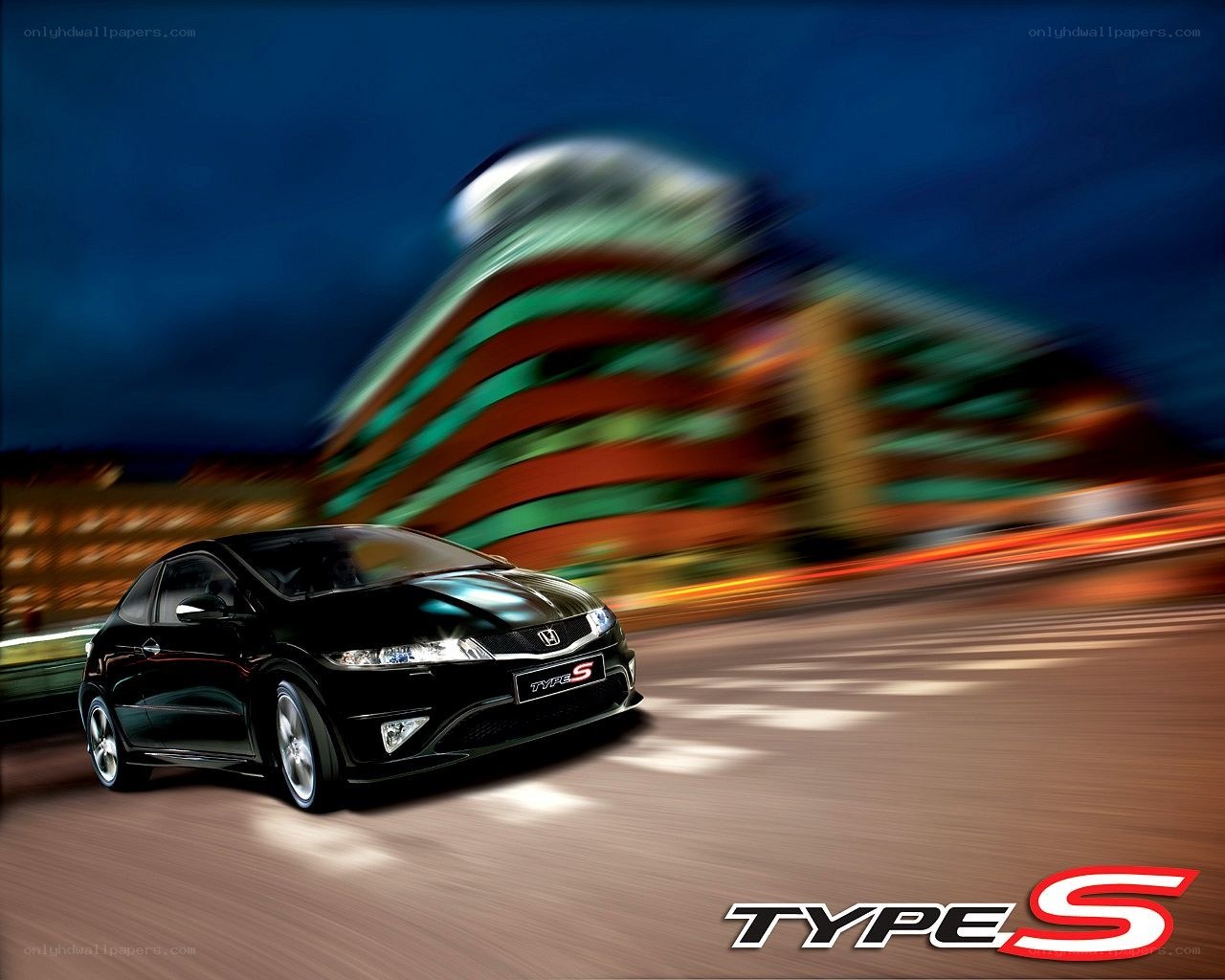 Black Honda Civic Type S in motion