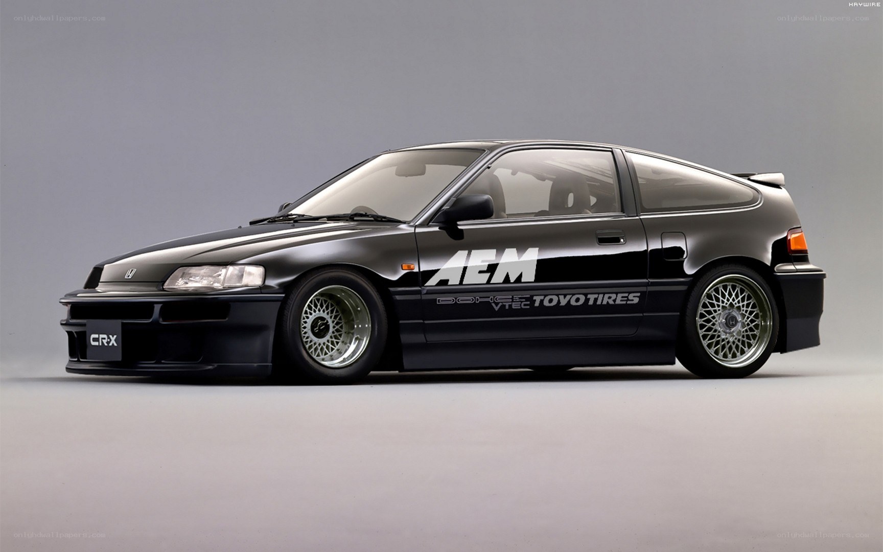 Black Honda CR-X with decals