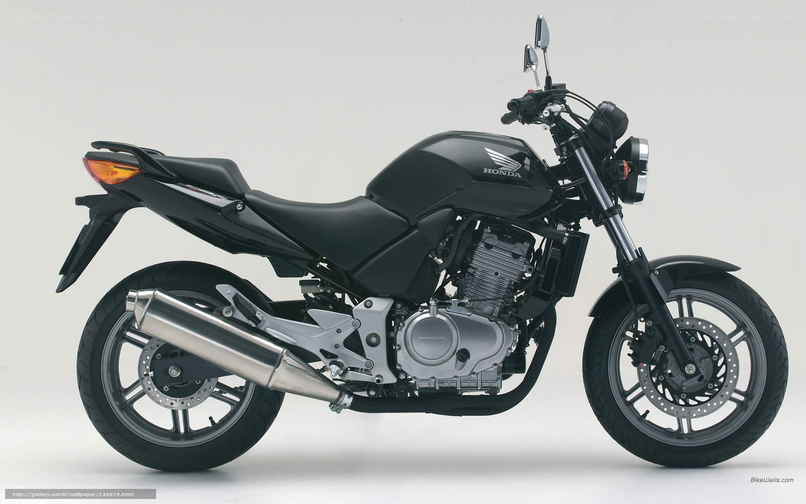 Black Honda motorcycle side view