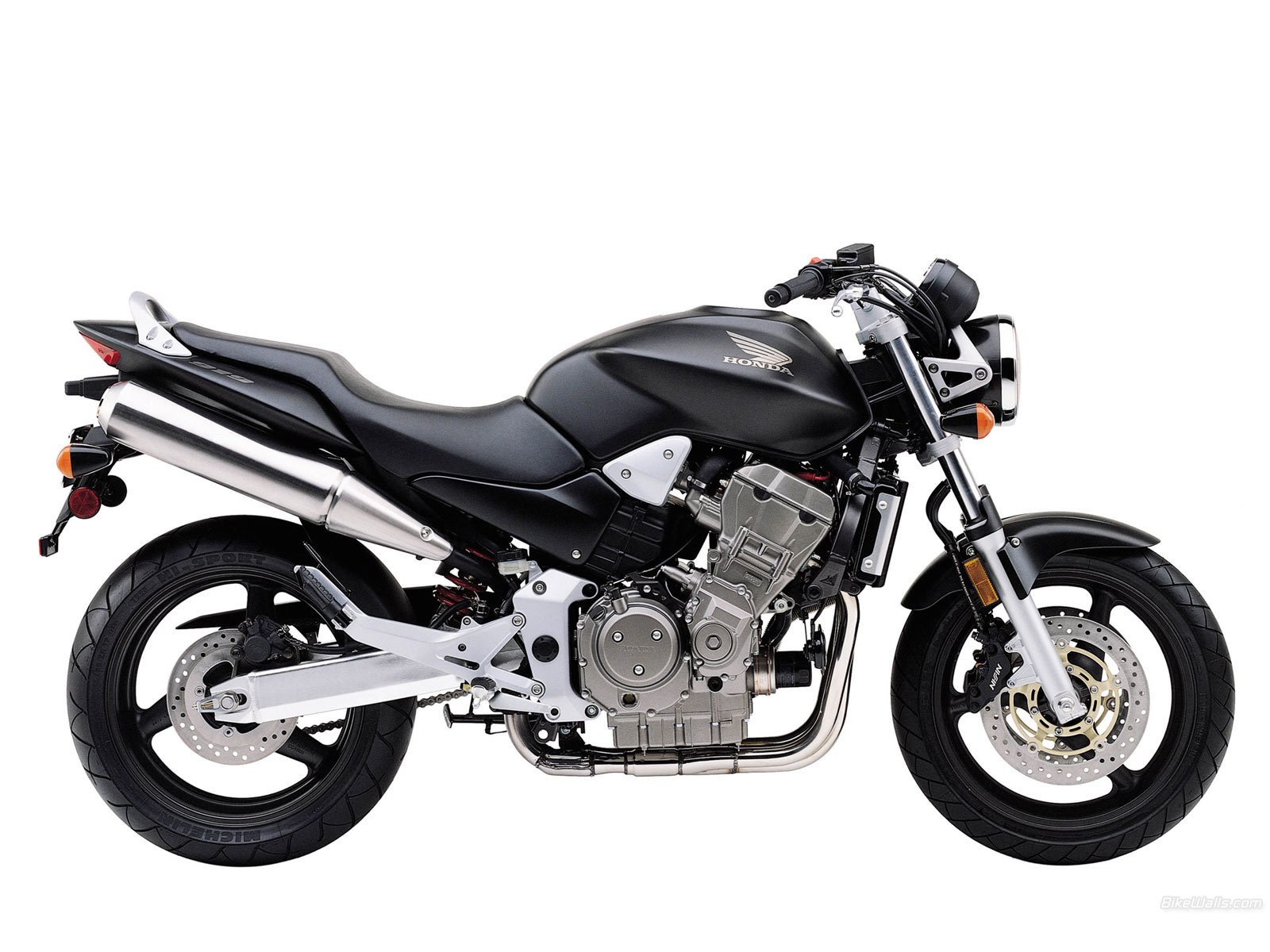 Black Honda motorcycle side view