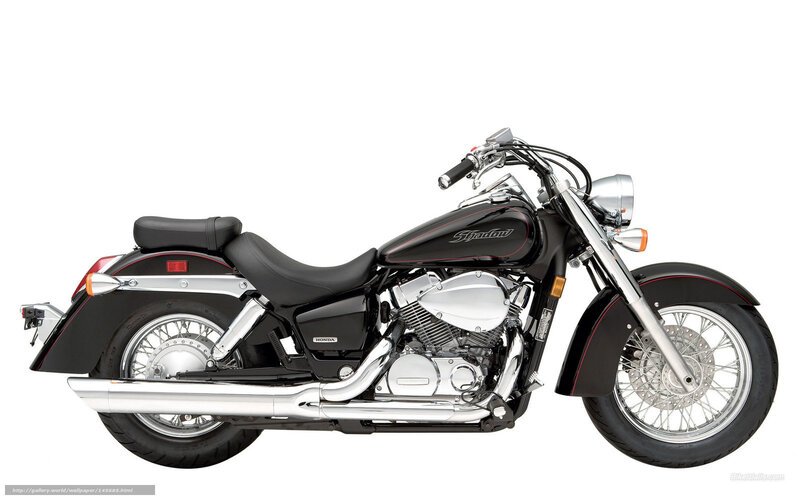 Black Honda Shadow Motorcycle — Neutral, Photograph, Seat, Exhaust Pipe, Headlight
