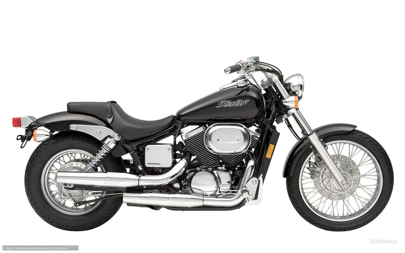 Black Honda Shadow Motorcycle — Neutral, Photograph, Seat, Exhaust