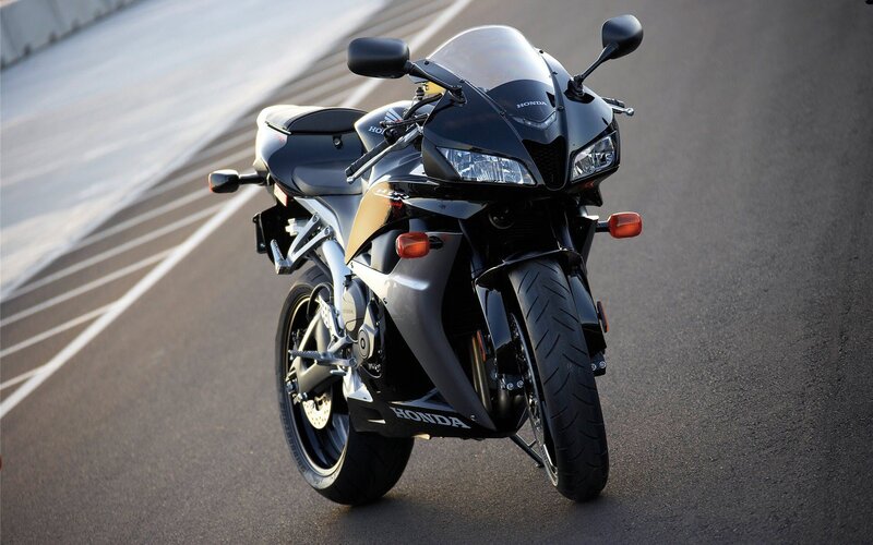 Black Honda Sport Motorcycle — Dramatic, Afternoon