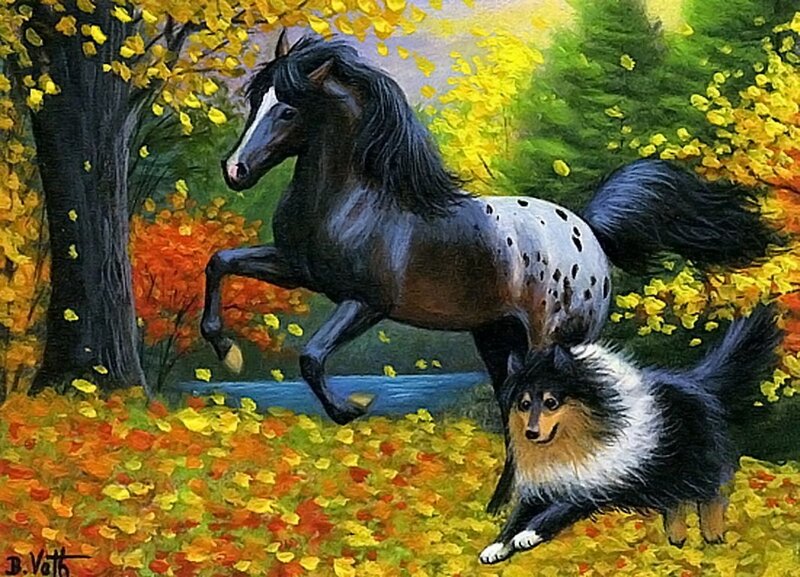 Black Horse and Dog — Yellow