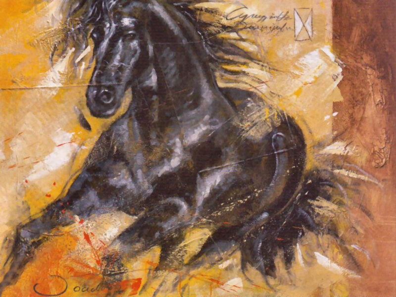 Black Horse in Motion — Yellow