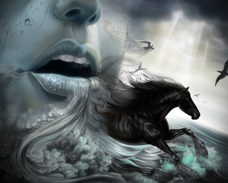 Black Horse in Storm — Gray