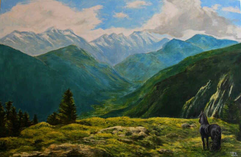 Black Horse in Valley