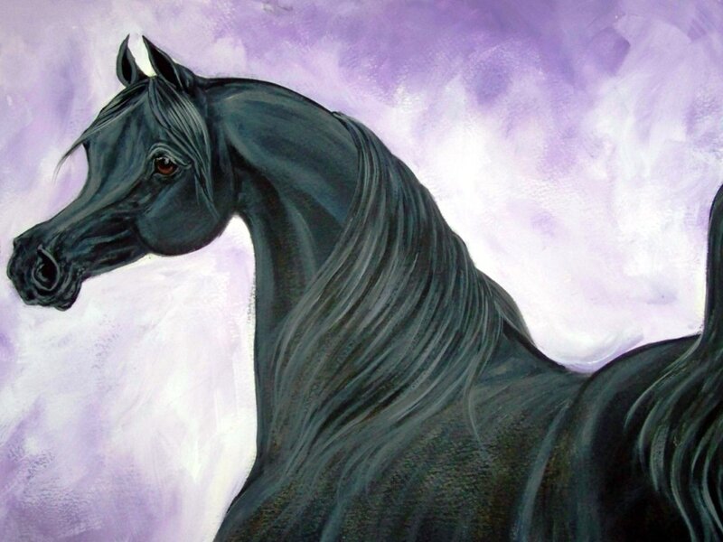 Black Horse Portrait — Purple