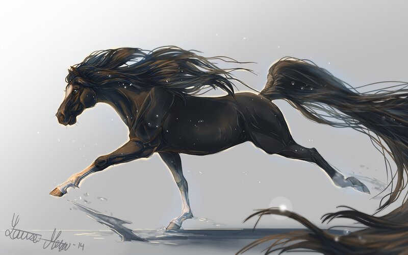 Black Horse Running — Dynamic, Digital Art