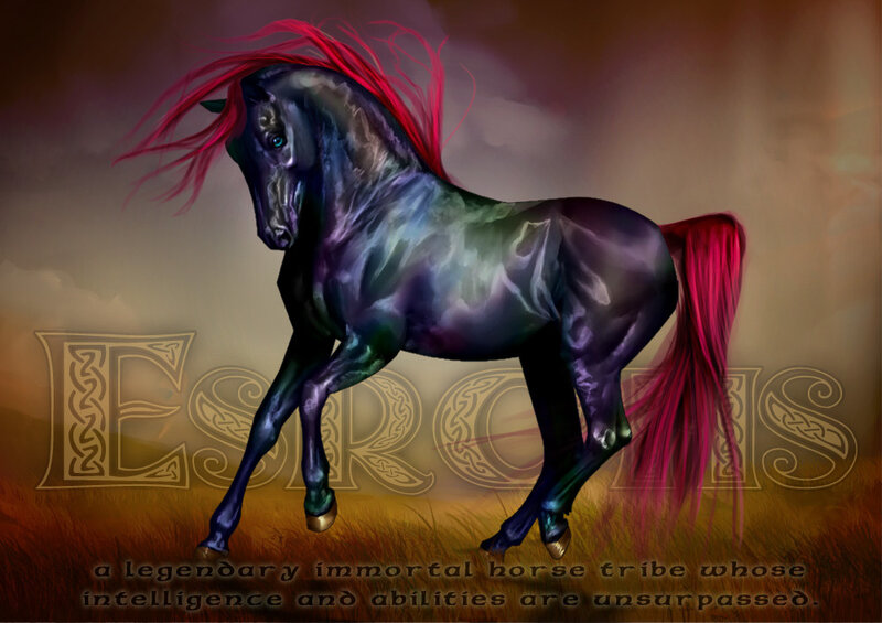 Black Horse with Red Mane