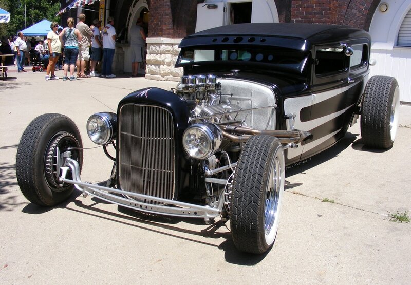black hot rod at car show