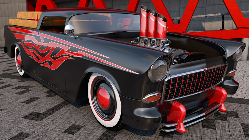 Black Hot Rod Car — Bold