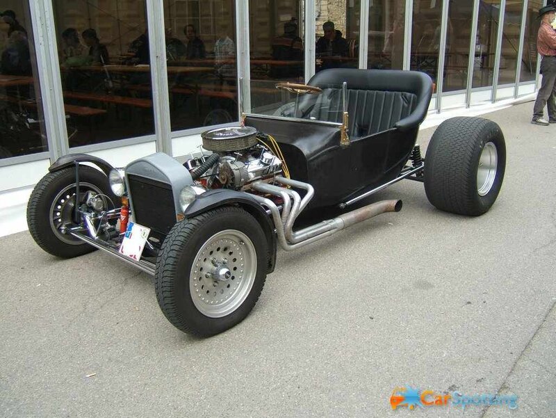 Black Hot Rod Car — Calm, Afternoon, Photograph, Building