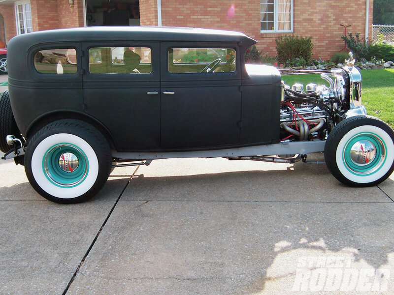 Black Hot Rod Car — Calm, Afternoon, Photograph, House