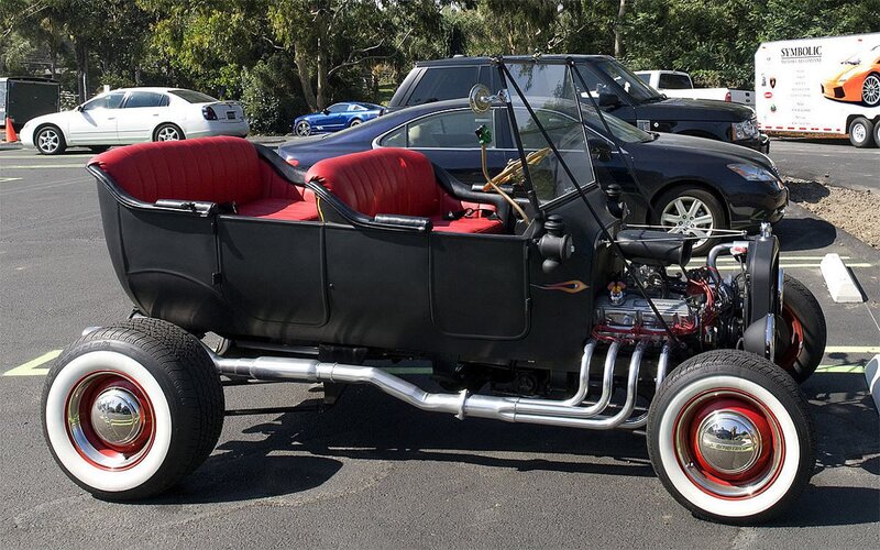 Black Hot Rod Car — Calm, Afternoon, Photograph, Red Seats